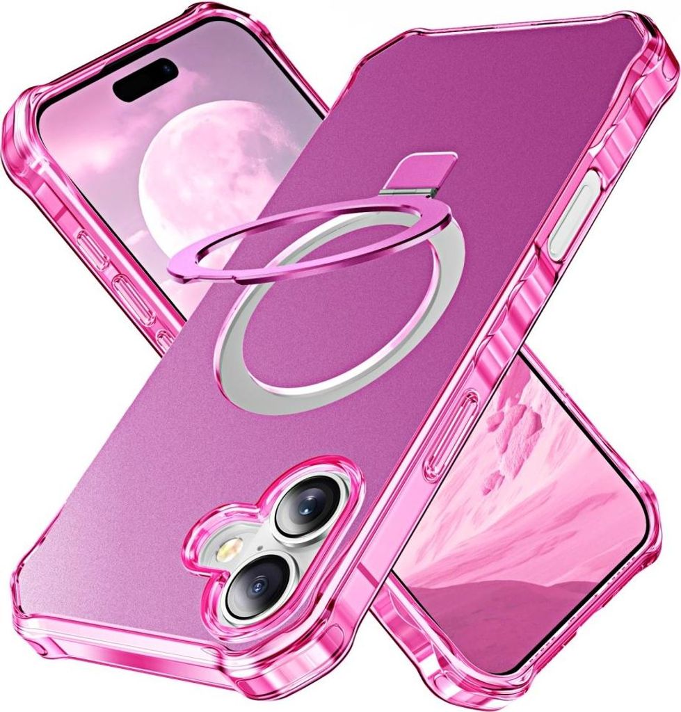 iPhone 16 Plus Hülle - Coverup ShockProof TPU Back Cover mit MagSafe Compatible Ring Kickstand - Rosa
