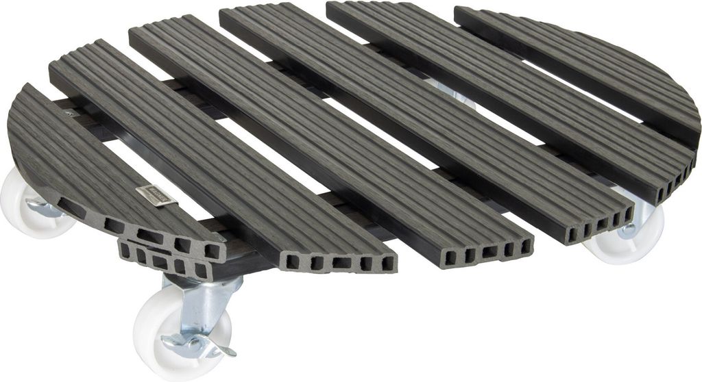 WAGNER Pflanzenroller WPC Ø 50 x 11 cm, für außen & innen, anthrazit, 2 Feststeller, wetterfest, Tragkraft 120 kg - 20056501