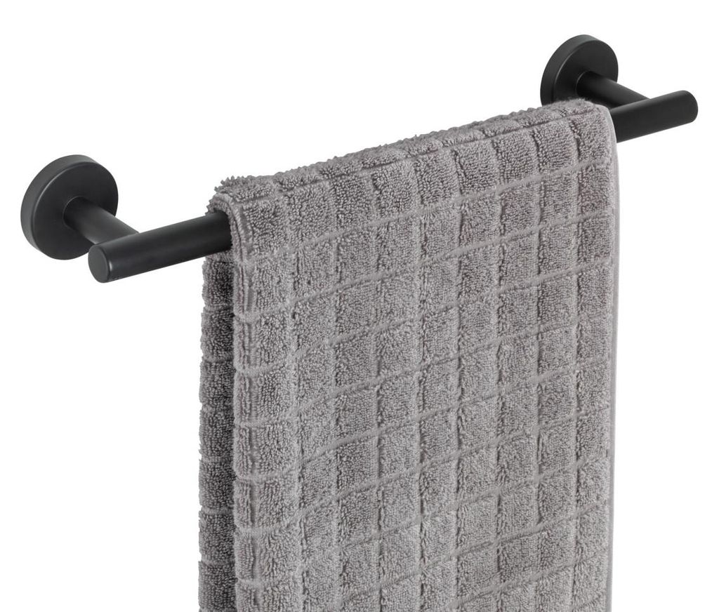 WENKO Handtuch Halter Stange Edelstahl matt schwarz 40cm Produktbild 