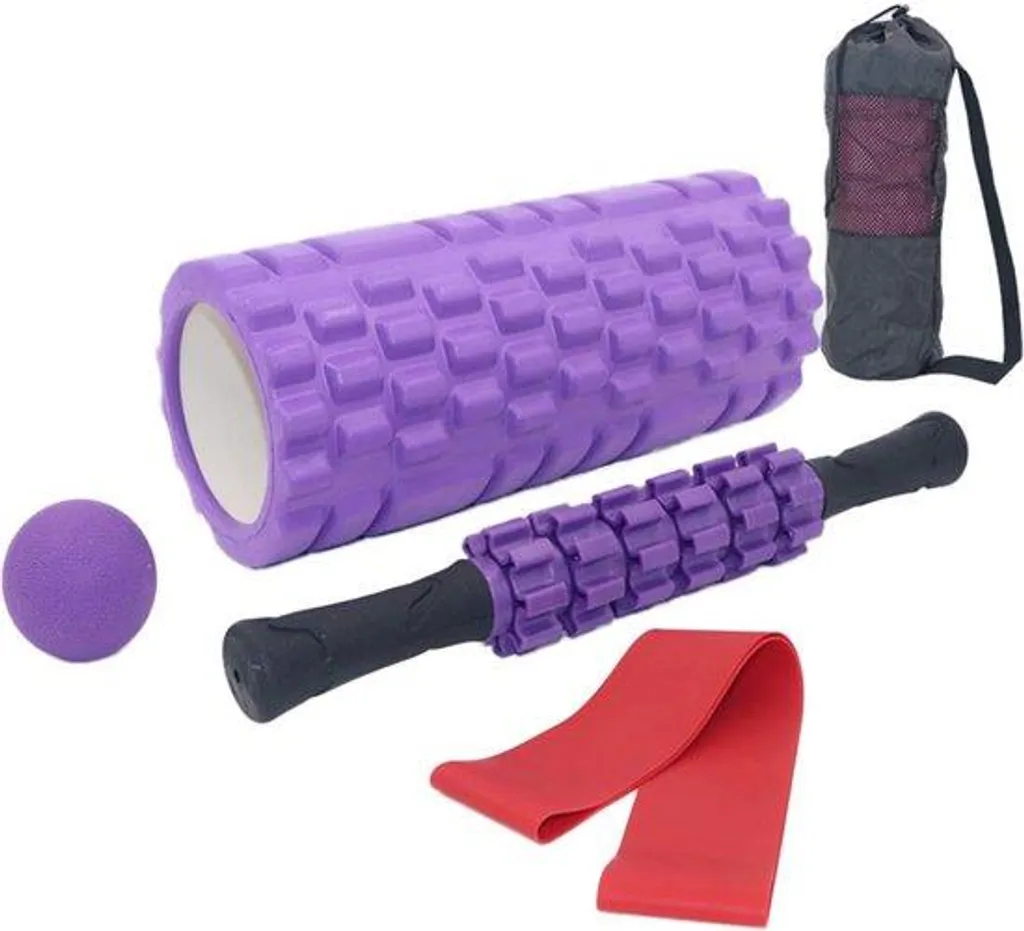 Barres de Massage 33cm avec Balle Fascia et Élastique - Kit Thérapie
