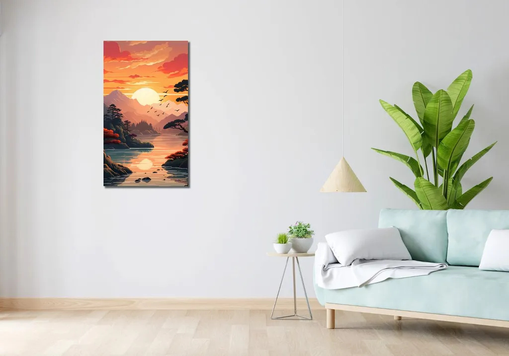 Decorazione Parete: Quadro 50x90 Tramonto Dorato per Casa Moderna - 2