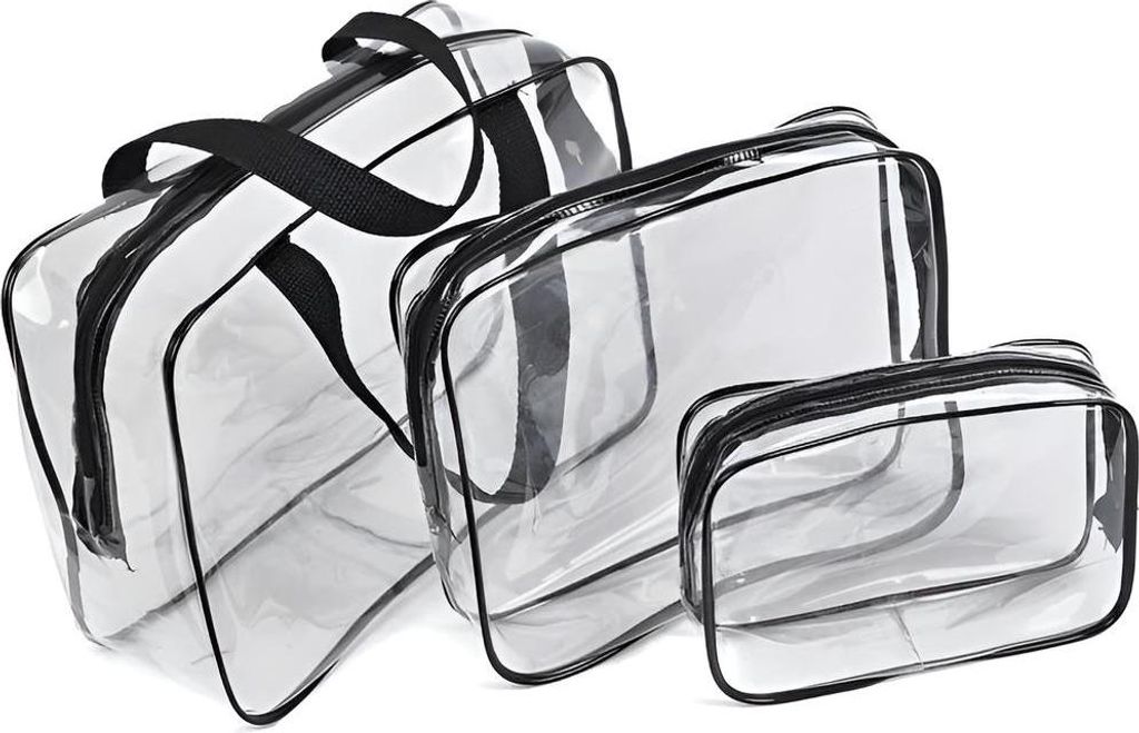 3-in-1 SET REISEKOSMETIKTASCHE TRANSPARENT MIT Produktbild 