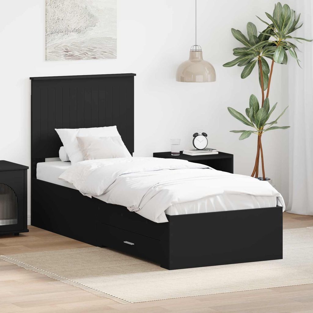 Maison Exclusive - Bettrahmen Schwarz und Silber 70 x 190 cm Holzwerkstoff