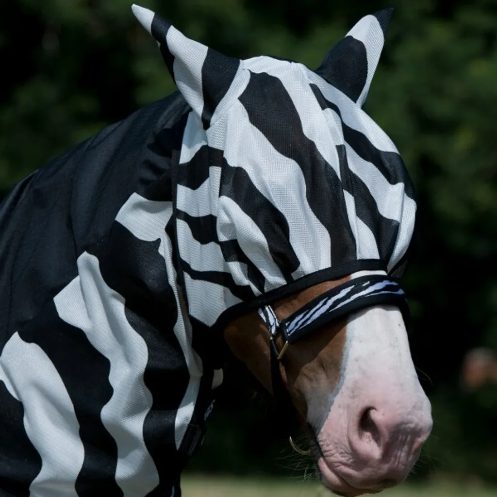Bucas Fly Mask Zebra - Maschera Antimosche Professionale per Cavalli - 2