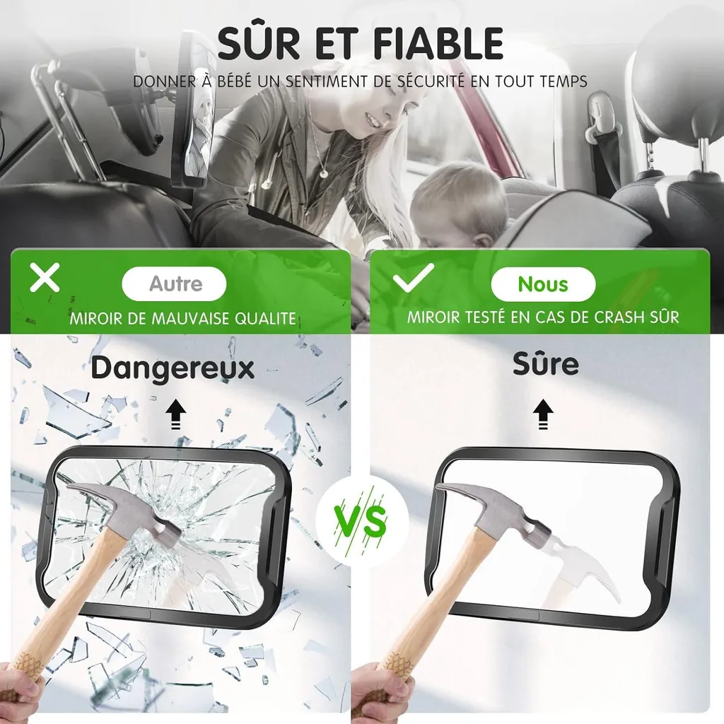 Specchio Neonato Auto Vinabo: Sicurezza 360° per Sedile Posteriore - 5