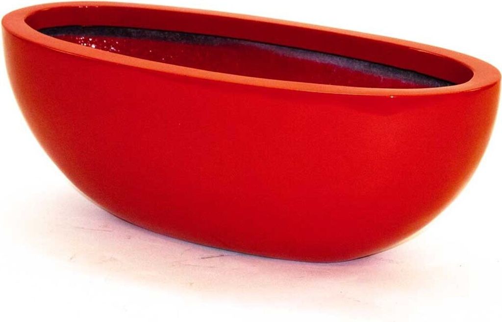 Elegant Einrichten | Pflanzkübel | Fiberglas | oval | 51x23xH18cm | hochglanz rot.