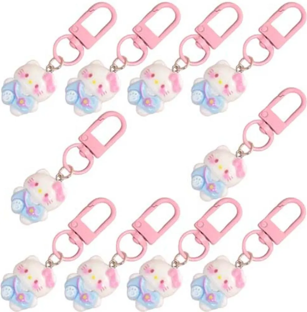 Portachiavi Gatto Kawaii 10 Pezzi - Accessorio Borsa Trendy 6,1cm