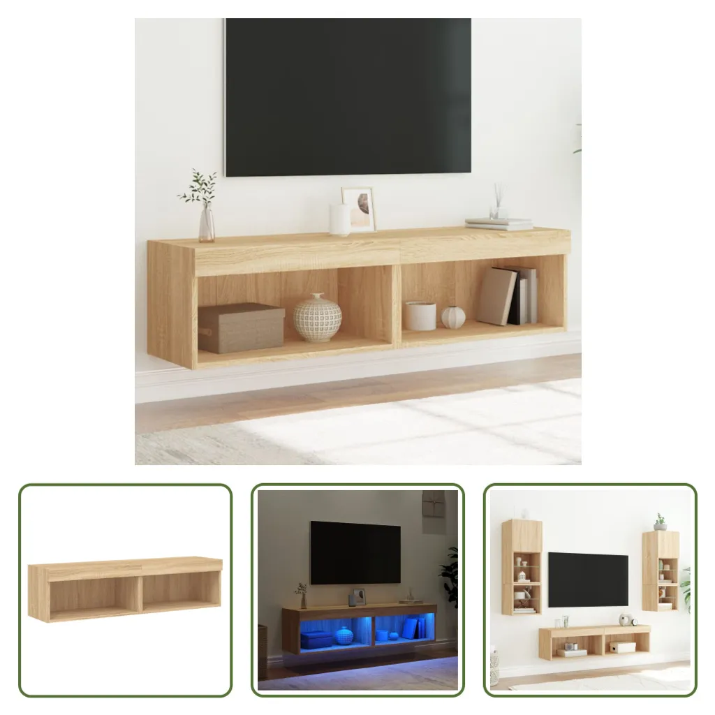 Mobili Porta TV Sospesi Rovere Sonoma LED 2 pz - Design 60 cm - 1