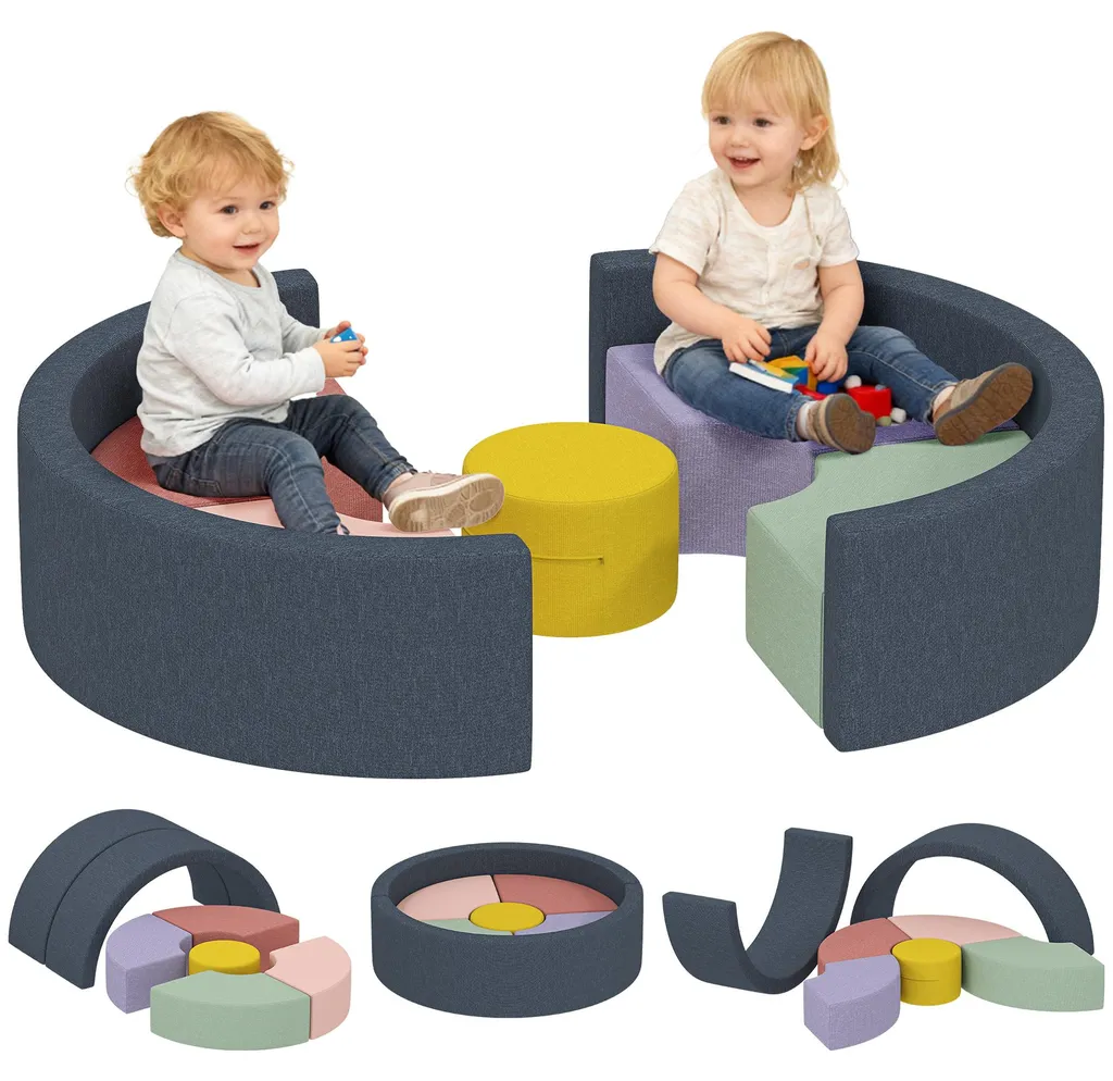 Parcours motricité bébé déhoussable 7 blocs mousse 107x107cm lavable