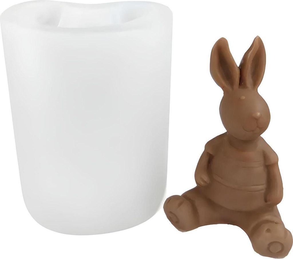 Silikon Kerzenform Seifen Gussform, Ostern, Osterhase sitzend, 90 x 71 x 57 mm, 256 g