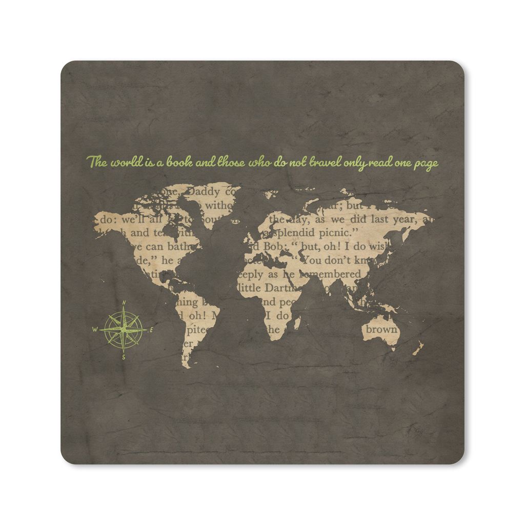 MuchoWow Mauspad Mousepad Weltkarte - Briefe - Windrose 30x30 cm - Mousepads - Maus Mat - Pad - Mausunterlage - Gaming