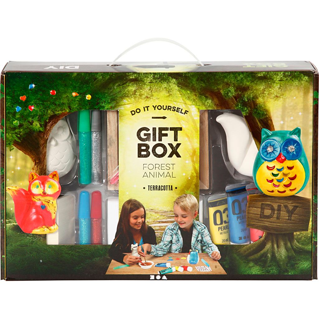 Creativ Company CC Geschenkbox Waldtiere Malset DIY Terrakotta Set