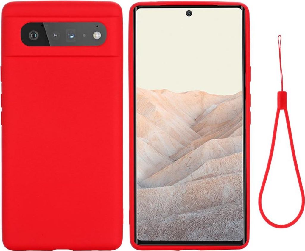 Hülle für Google Pixel 6 Handy Silikon Case Cover Bumper Schutzhülle Matt Rot