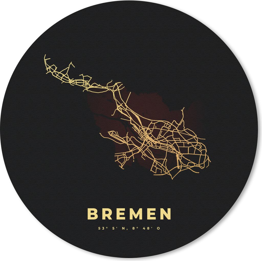 MuchoWow Mauspad Mousepad Bremen - Gold - Stadtplan - Karte 40x40 cm - Mousepads - Maus Mat - Pad - Mausunterlage - Schreibtisch Accessoires