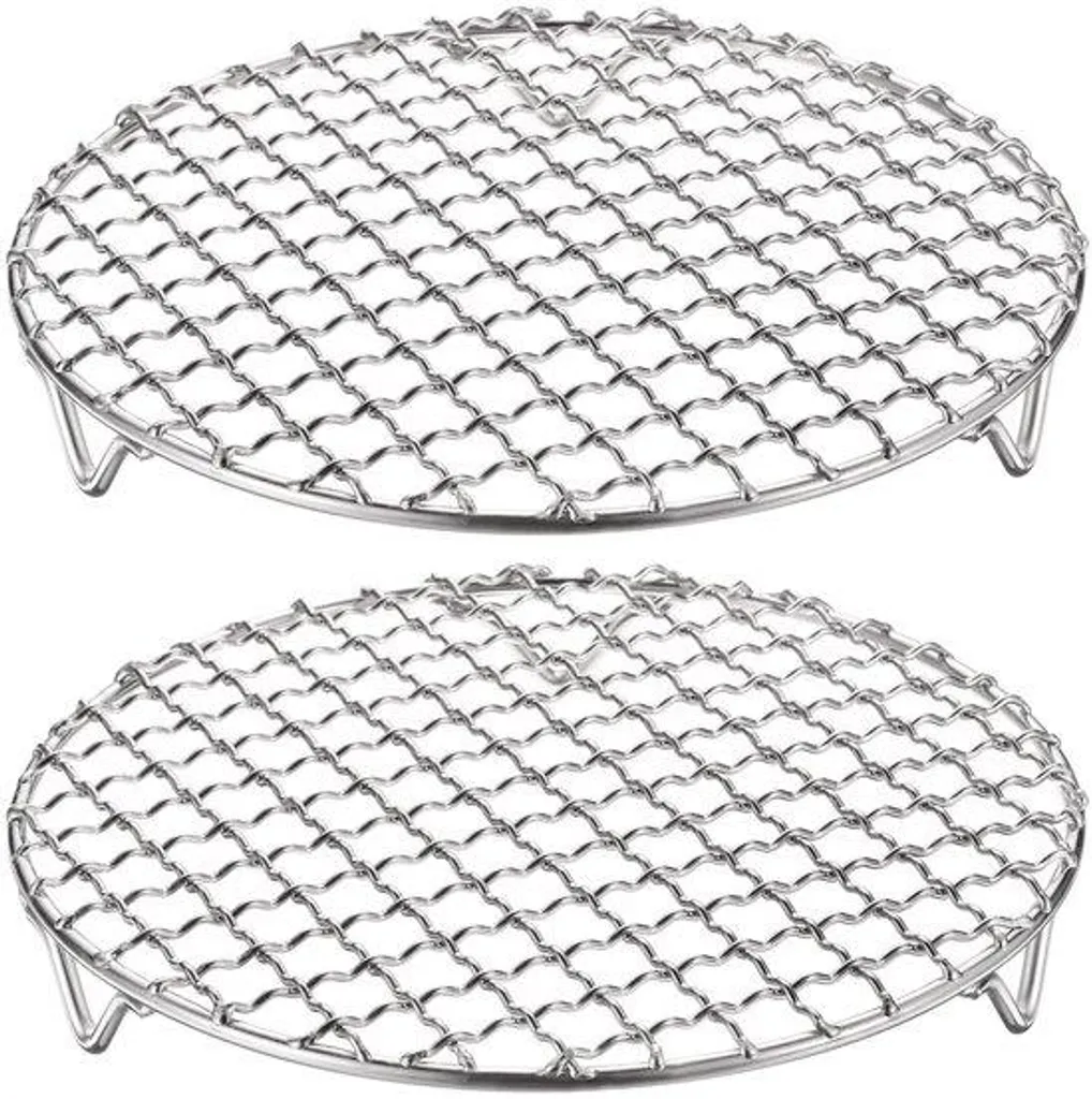 Petit grill inox 18 cm avec pieds surélevés, plaque ronde inoxydable