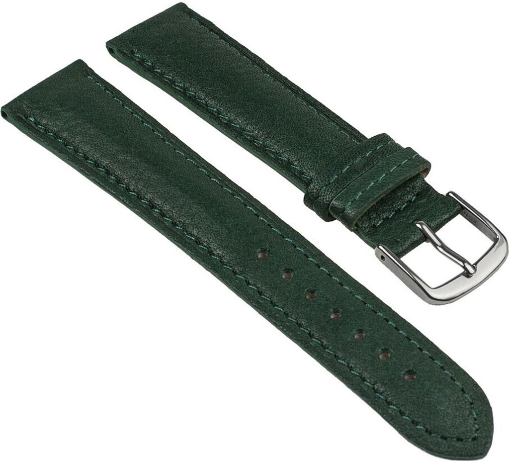 Uhrenarmband Öko Nappa Leder weich grün Herzog 25545S, Stegbreite:16mm