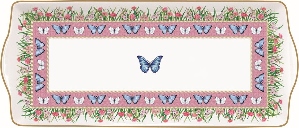 Servierplatte SPRING PARADE Schmetterlinge und Blumenwiese 34,5x14,5cm Easy Life