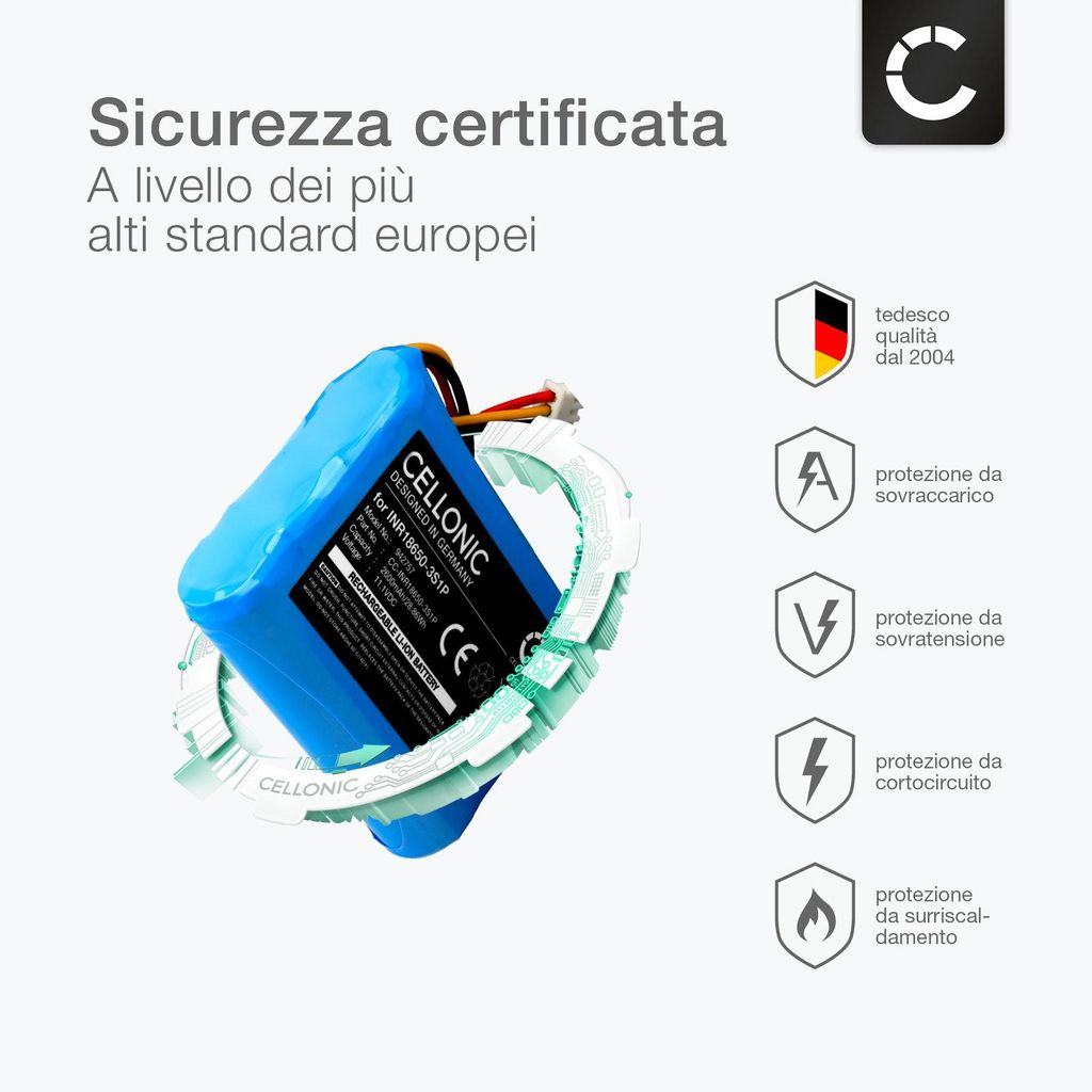 CELLONIC 1x Batteria compatibile con DOCKIN INR18650-3S1P, Immagine del prodotto 