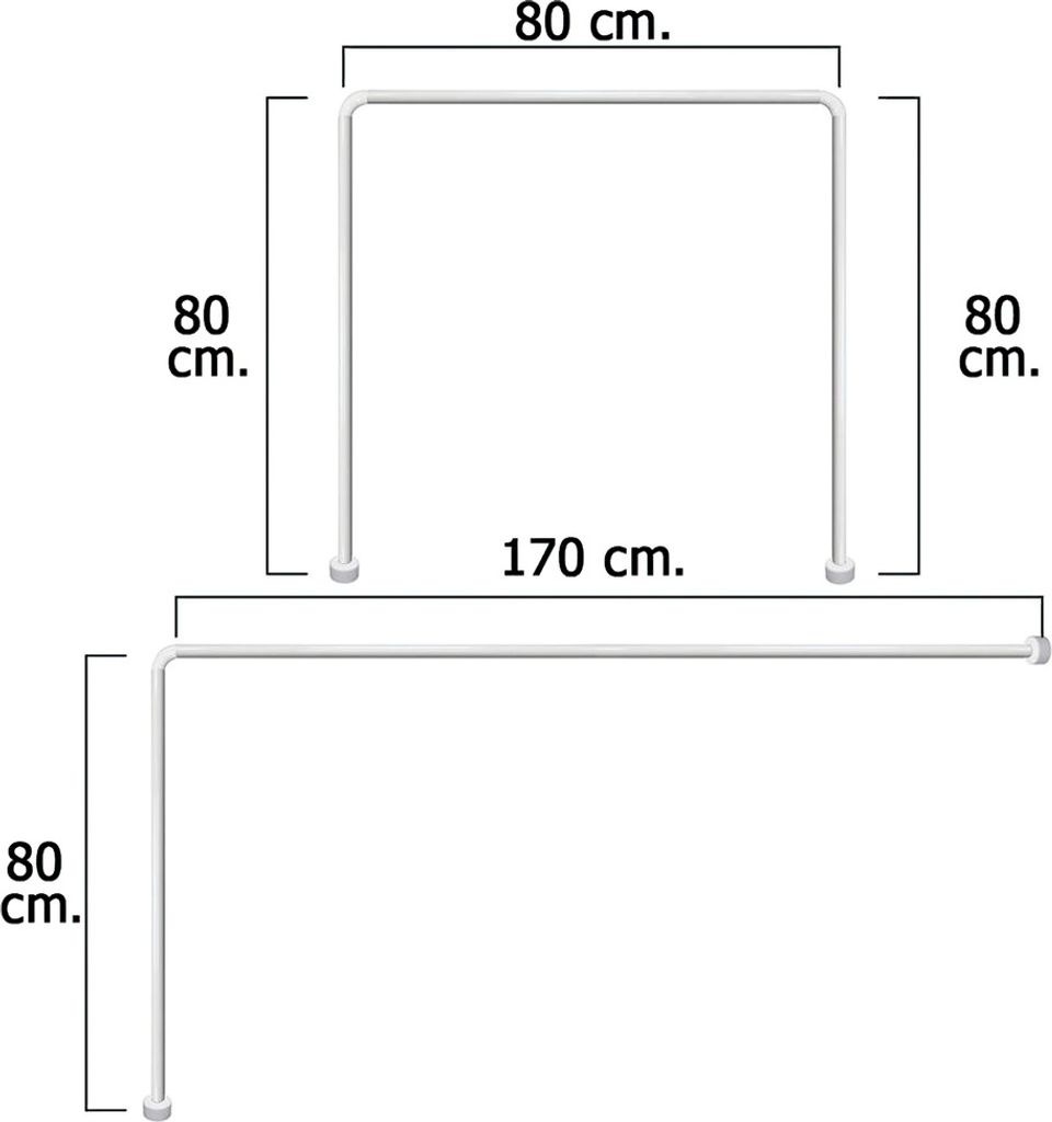 Universal-Duschvorhangstange aus weißem Aluminium 80 x 170 Produktbild 