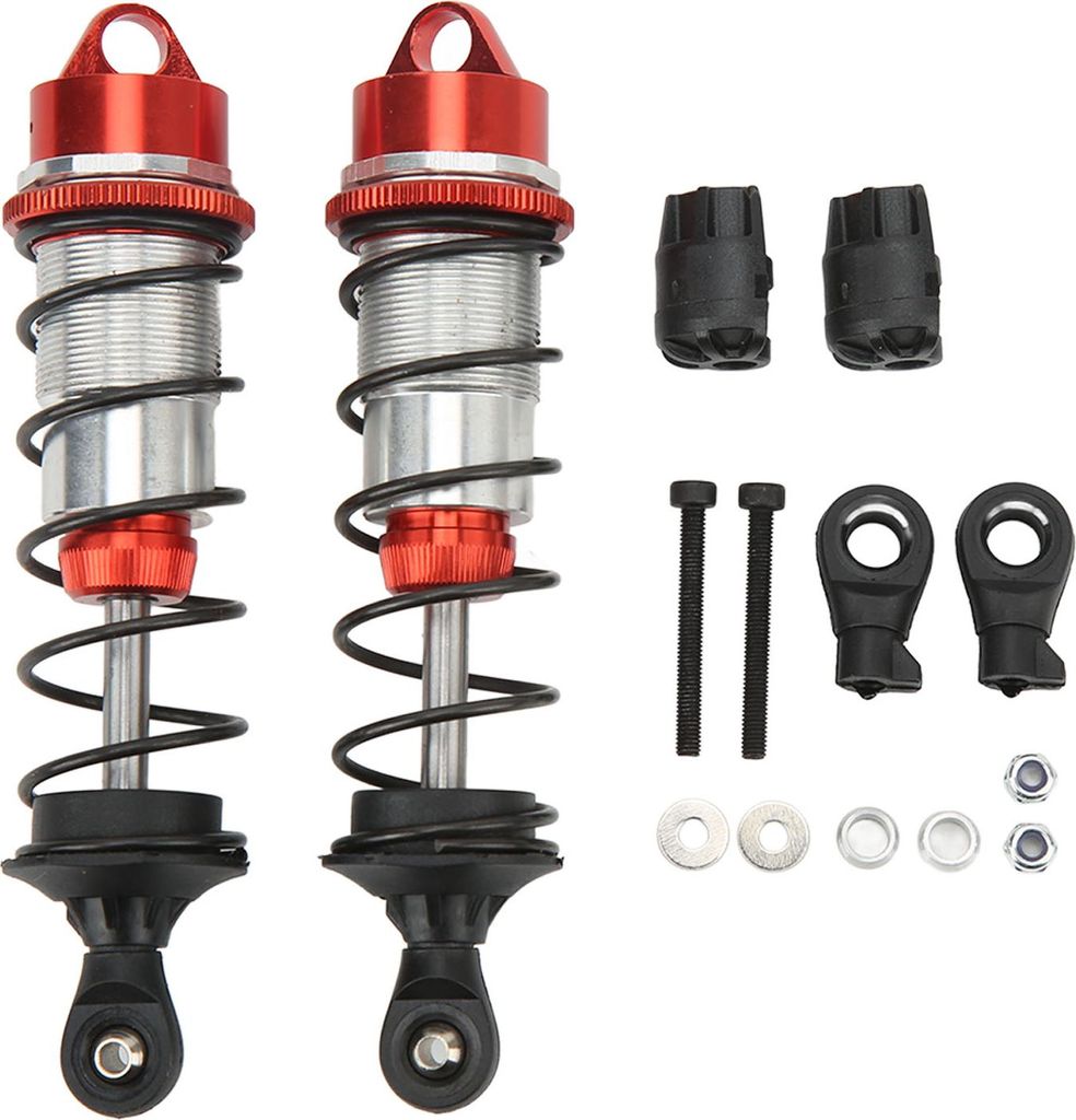 2 Stücke RC Auto Stoßdämpfer Aluminiumlegierung Ausgleichsantrieb Hochelastischer Frontdämpfer für ARRMA 1/7 1/8 Rot