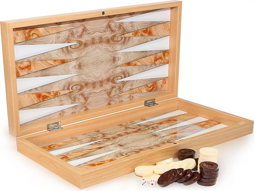 Luxus GeoWood Backgammon Tavla Intarsien Look XXL