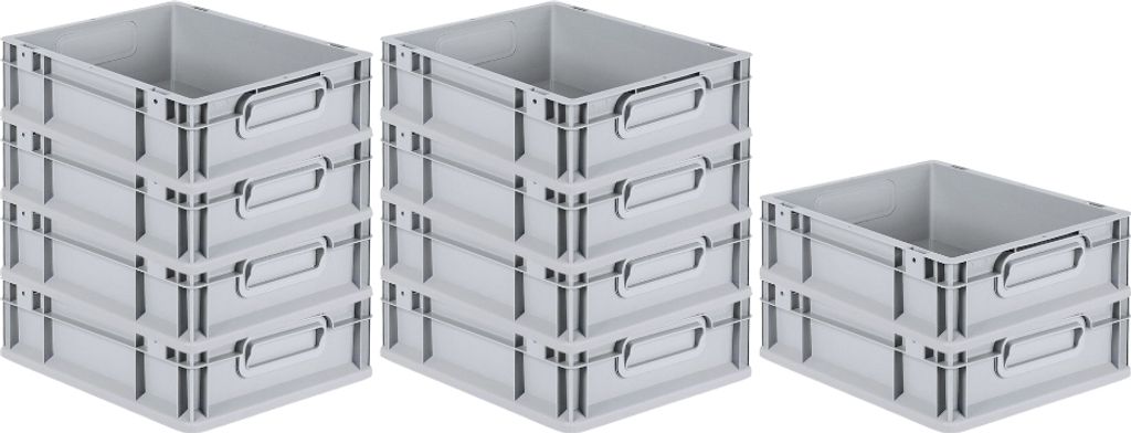 SparSet 10x Eurobox NextGen Grip | HxBxT 12x30x40cm | 11 Liter | Griffe geschlossen | Glatter Boden | Eurobehälter, Transportbox, Transportbehält...