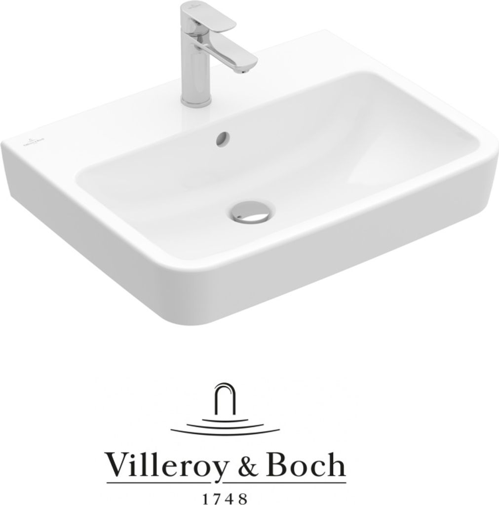 VILLEROY & BOCH O.NOVO Waschbecken eckig 65 cm mit CeramicPlus, weiß