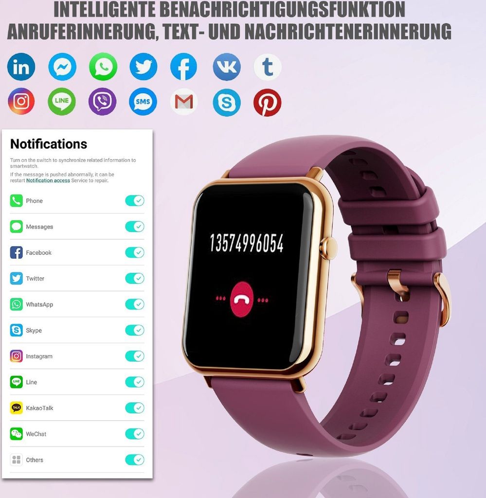 Smartwatch, Smartwatch Damen Herren, 1.69" HD Fitness Produktbild 3