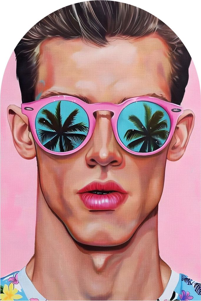 DEQORI Fototapete Rundbogen 60x90 cm 'Retro Beach Boy' Wand Tapete Leinwand Sticker