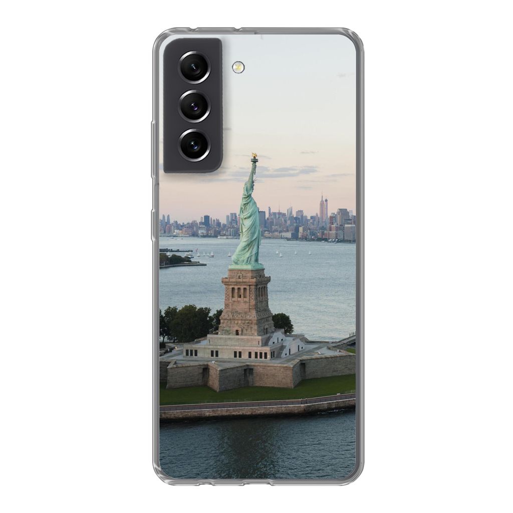 MuchoWow Handyhülle Schutzhülle Hülle für Samsung Galaxy S21 FE New York - Freiheitsstatue - Amerika Silikon Softcase Handy Hülle - Mobiltel...