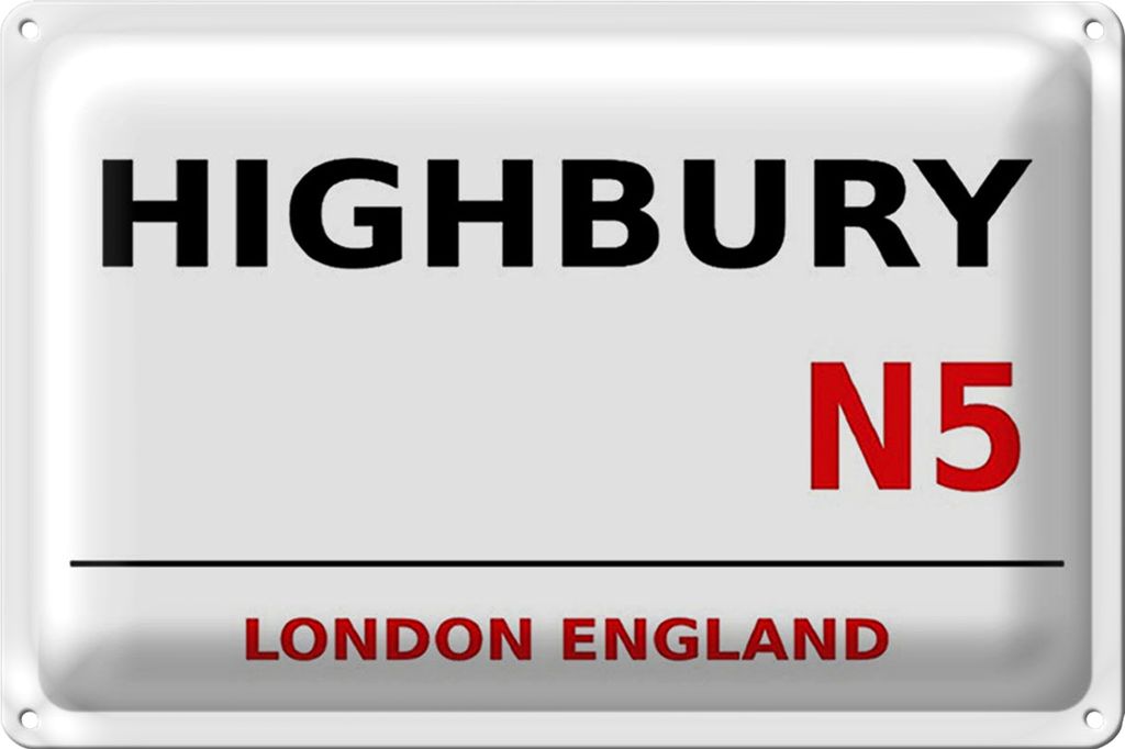 Blechschild London 40x30cm England Highbury N5