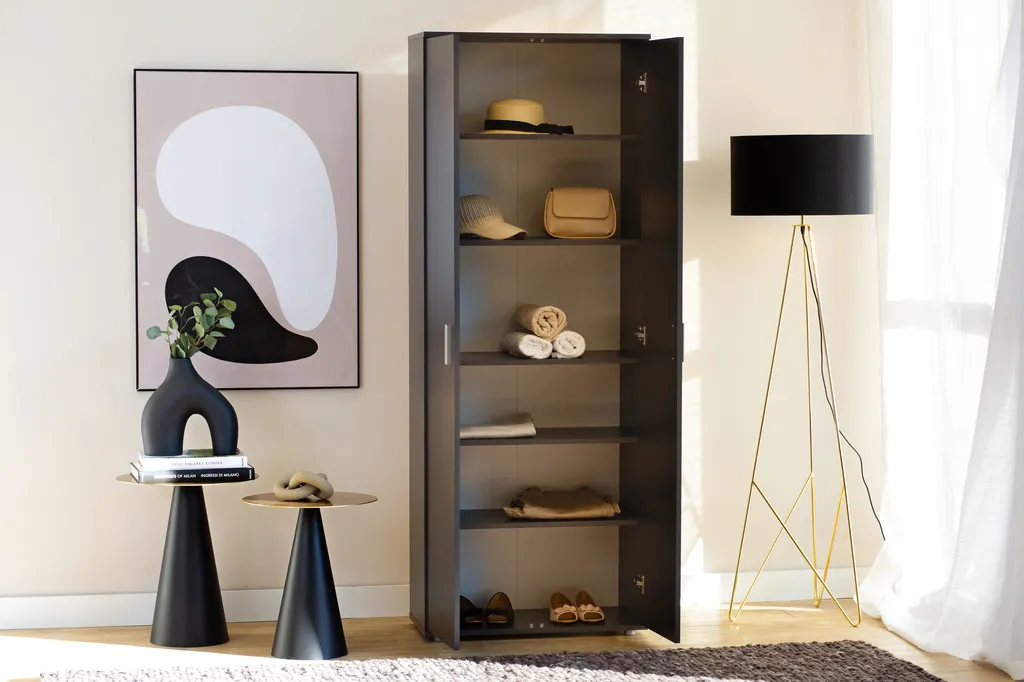 Vestiaire d'entrée compact SAVOY 69 cm anthracite pour petit espace