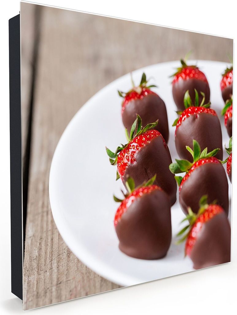 Nachbildung-Schlüsselkasten, Magnetpinnwand und Memoboard mit Glasfront Motiv Viele Schokoladenerdbeeren