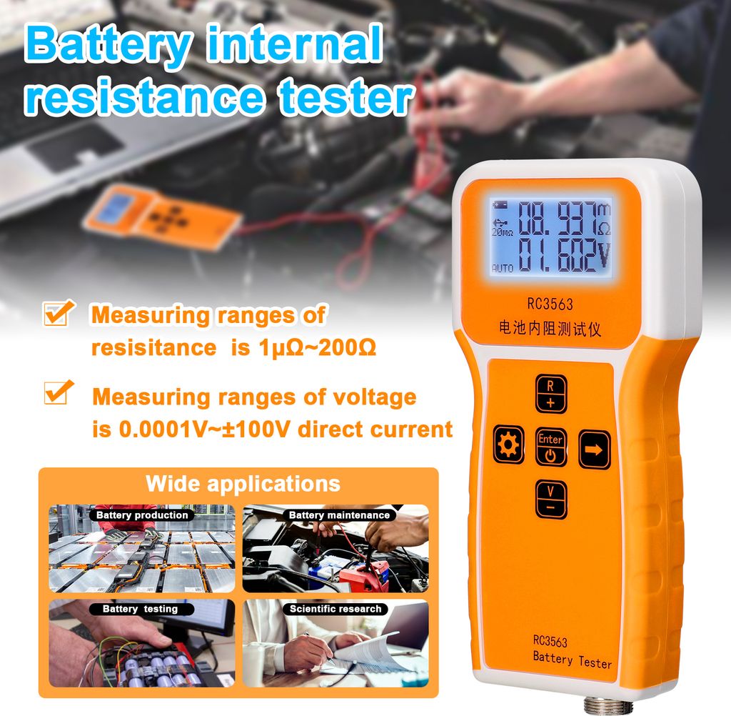 RC3563 200Ω 100V LCD tester baterií, tester napětí Obrázek produktu 6