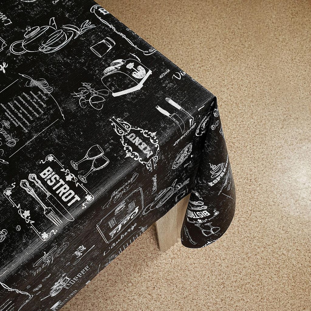 Wachstuchtischdecke 140x90 cm - Bistro Schwarz - Wachstischdecke mit wasserabweisender und lebensmittelecht PVC-Beschichtung - Outdoor-Tischdecken ...