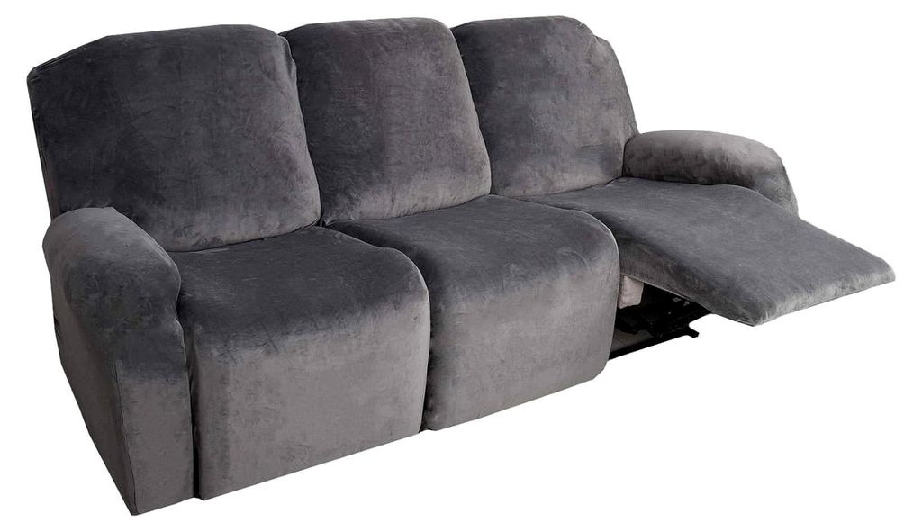 Velvet Stretch 2 3-Sitzer-Liegebezug für Sofa - graues Sofa (8 STÜCKE)