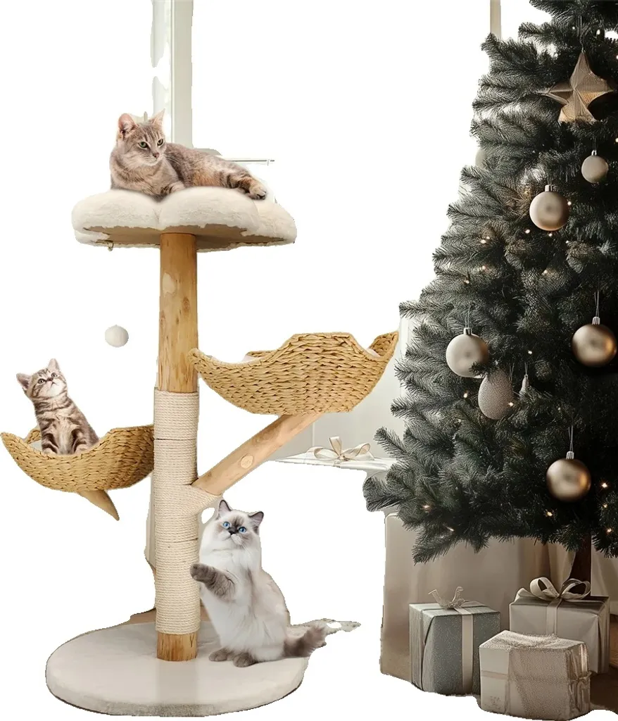 Arbre à chat robuste et stable en bois - Fini les meubles qui basculent