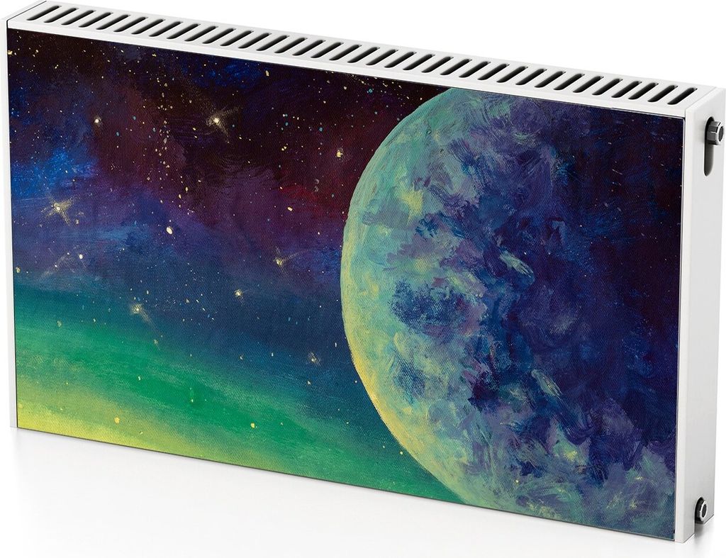 Großer Mond – Magnetische Heizkörperabdeckung – 100x60 cm – Magnet Heizkörperabdeckung – 3D Würfel – Heizkörperverkleidung – Magne...