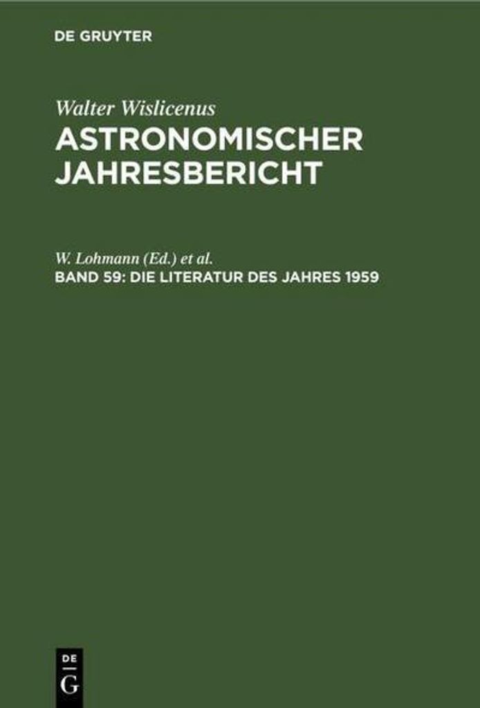 Die Literatur des Jahres 1959