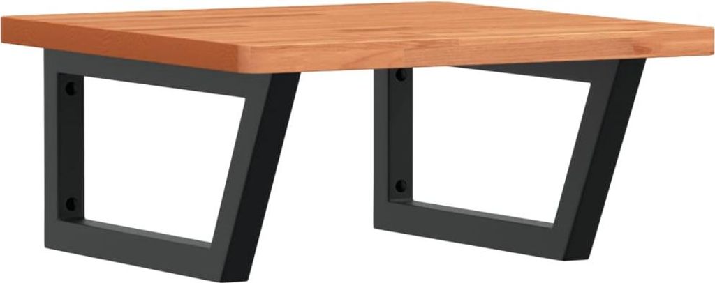 vidaXL Waschbeckenregal Wandmontage Stahl und Massivholz Buche