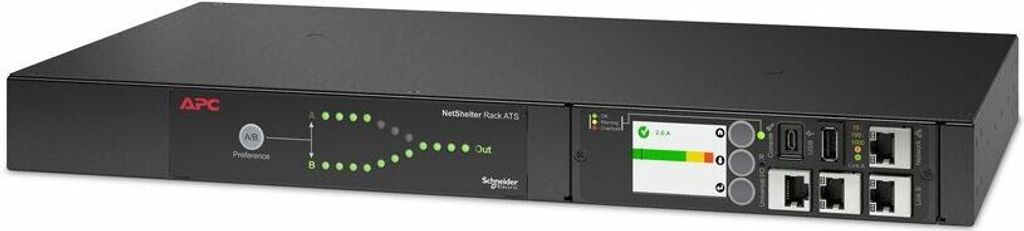 APC - Automatisches Netzumschaltgerät (Rack - einbaufähig) - Wechselstrom 230 V - 3840 VA - 1-phasig - USB, Ethernet 10/100/1000 - Ausgangsanschl...
