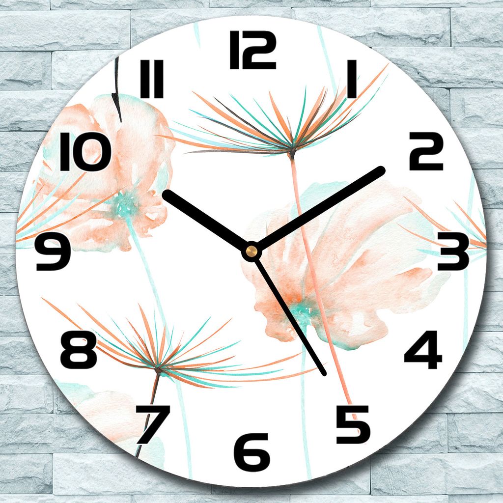 Wanduhr aus Glas Rund fi 30 Löwenzahnsamen Quarz Deko Wohnzimmer Büro