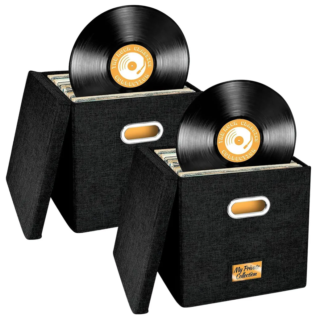 Caisse de rangement vinyle pour salon et étagère de collectionneur LP