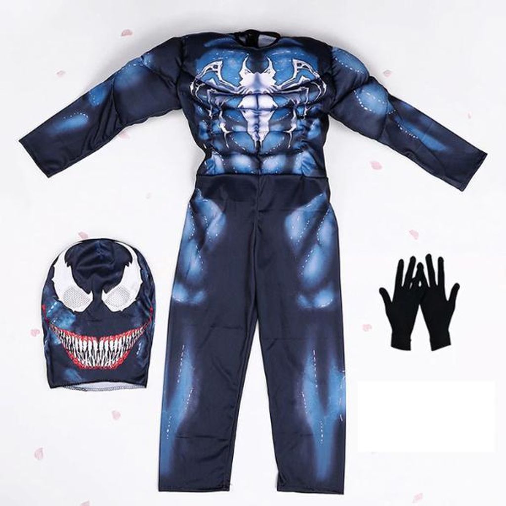 VENOM MARVEL KOSTÜM für KINDER mit MASKE und MUSKELN + Produktbild 