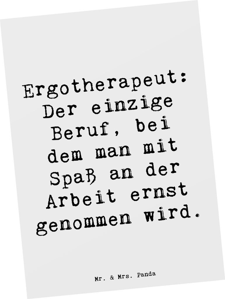 Mr. & Mrs. Panda bildkarte Spruch Ergotherapeut Geschenk - Weiß - spruchkarte, Beruf, Berufsliebe, motorische Fähigkeiten, Postkarten, Postkarte,...