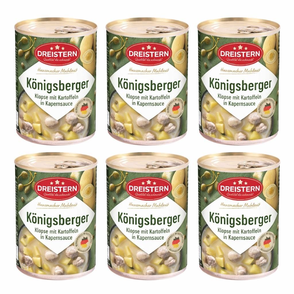 DREISTERN 6x Königsberger Klopse mit Kartoffeln in Kapernsauce 400g Ringpulldose