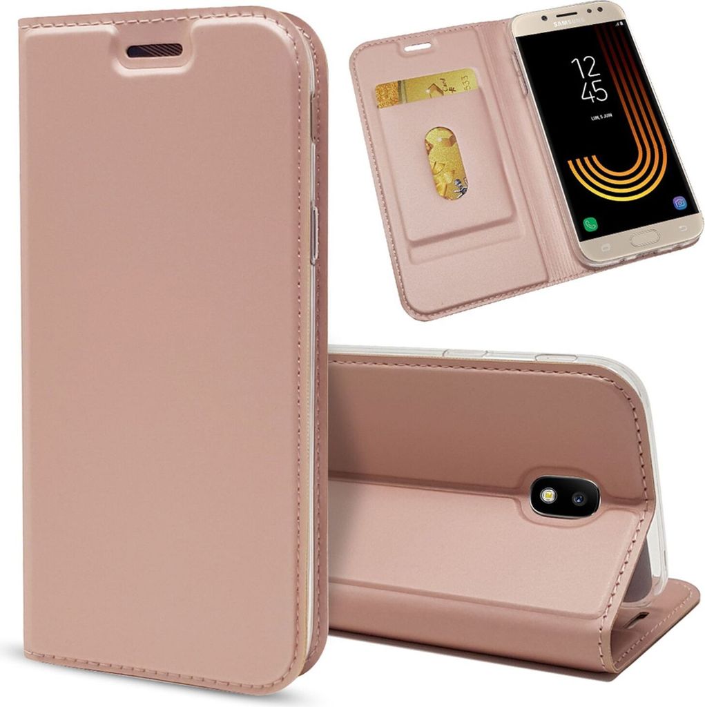 Samsung Galaxy J3 2017 Hülle Flipcase von NALIA, Slim Handyhülle Flip-Case Rose Gold