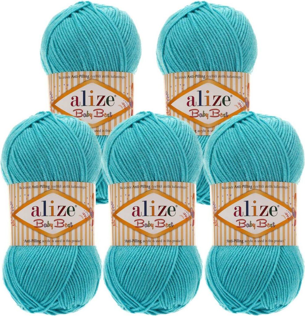 5 x 100g Strickgarn ALIZE Baby Best uni Babywolle Wolle Produktbild 