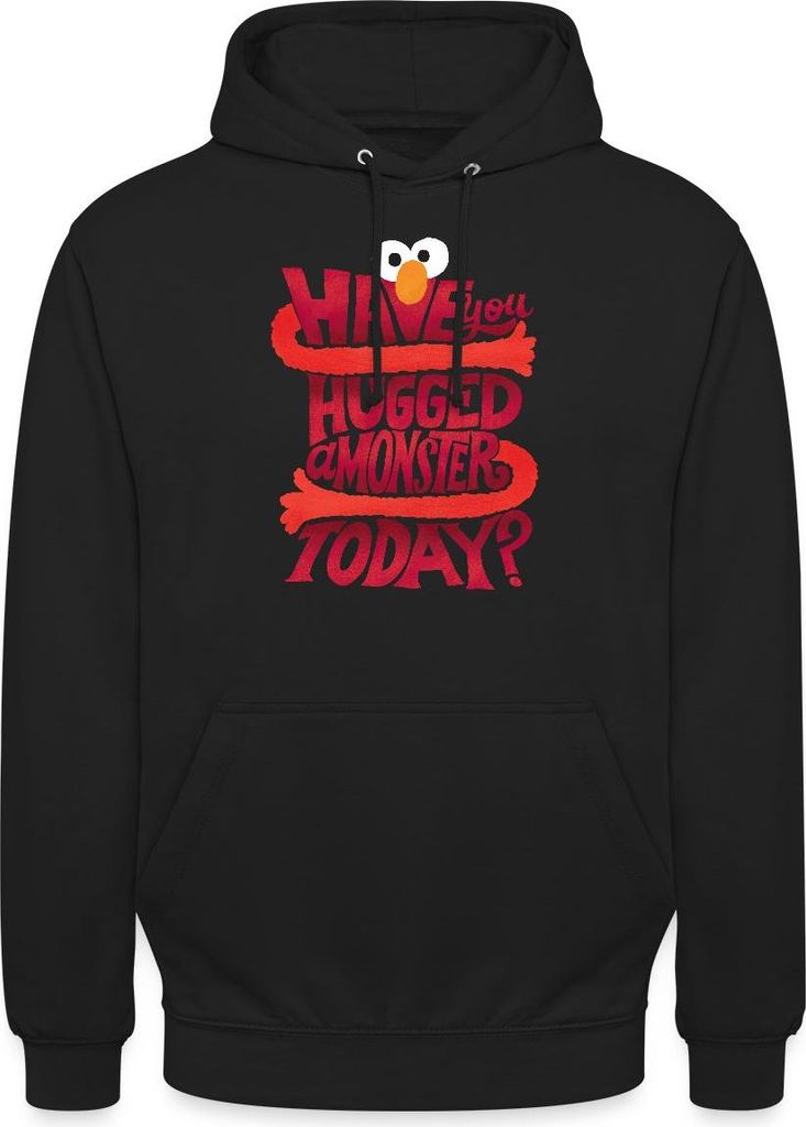 Spreadshirt Sesamstraße Design Have You Hugged A Monster Today Uni Hoodie, 4XL, Schwarz