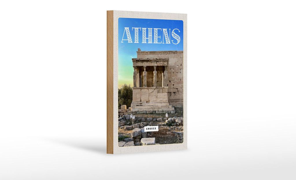 Holzschild Reise 12x18 cm Athens Greece Akropolis Geschenk Produktbild 